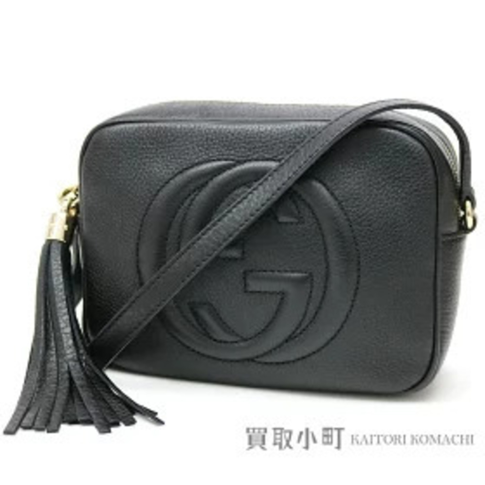 Gucci Soho Black Leather Disco Bag Tassel Charm Interlocking GG Crossbody